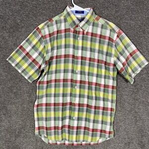 Pendleton Short Sleeve Button Down Shirt Mens Small Plaid Cotton‎ Blend Casual